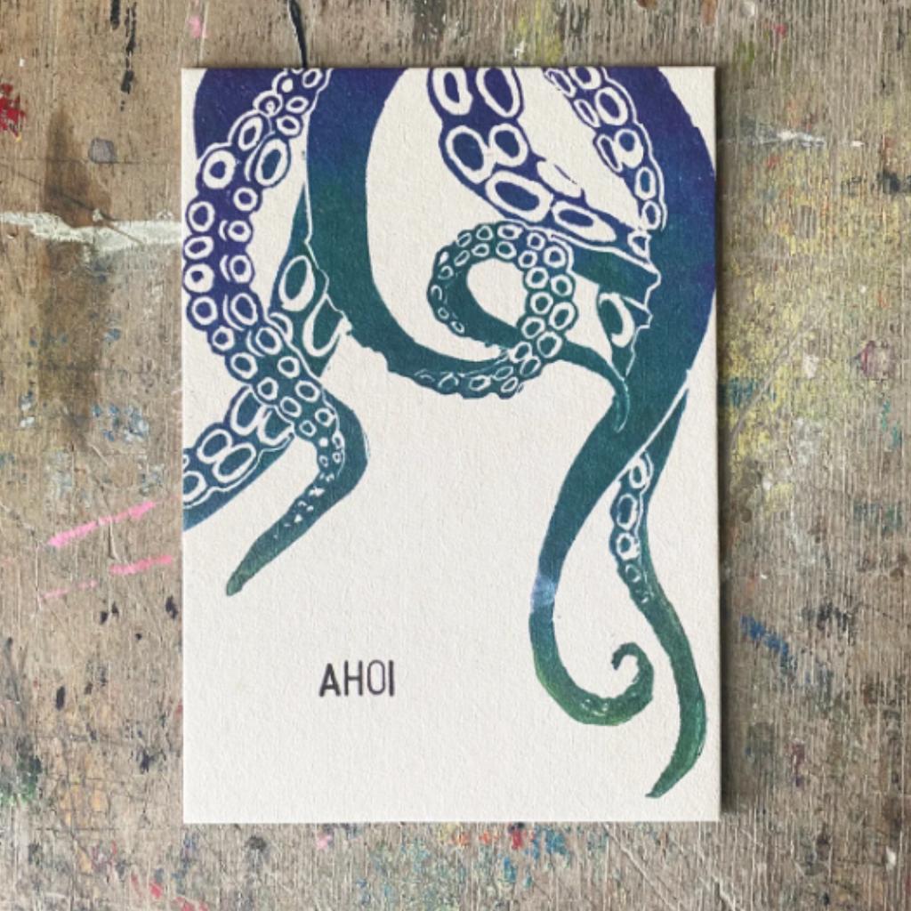 Postkarte AHOI KRAKE Illustration