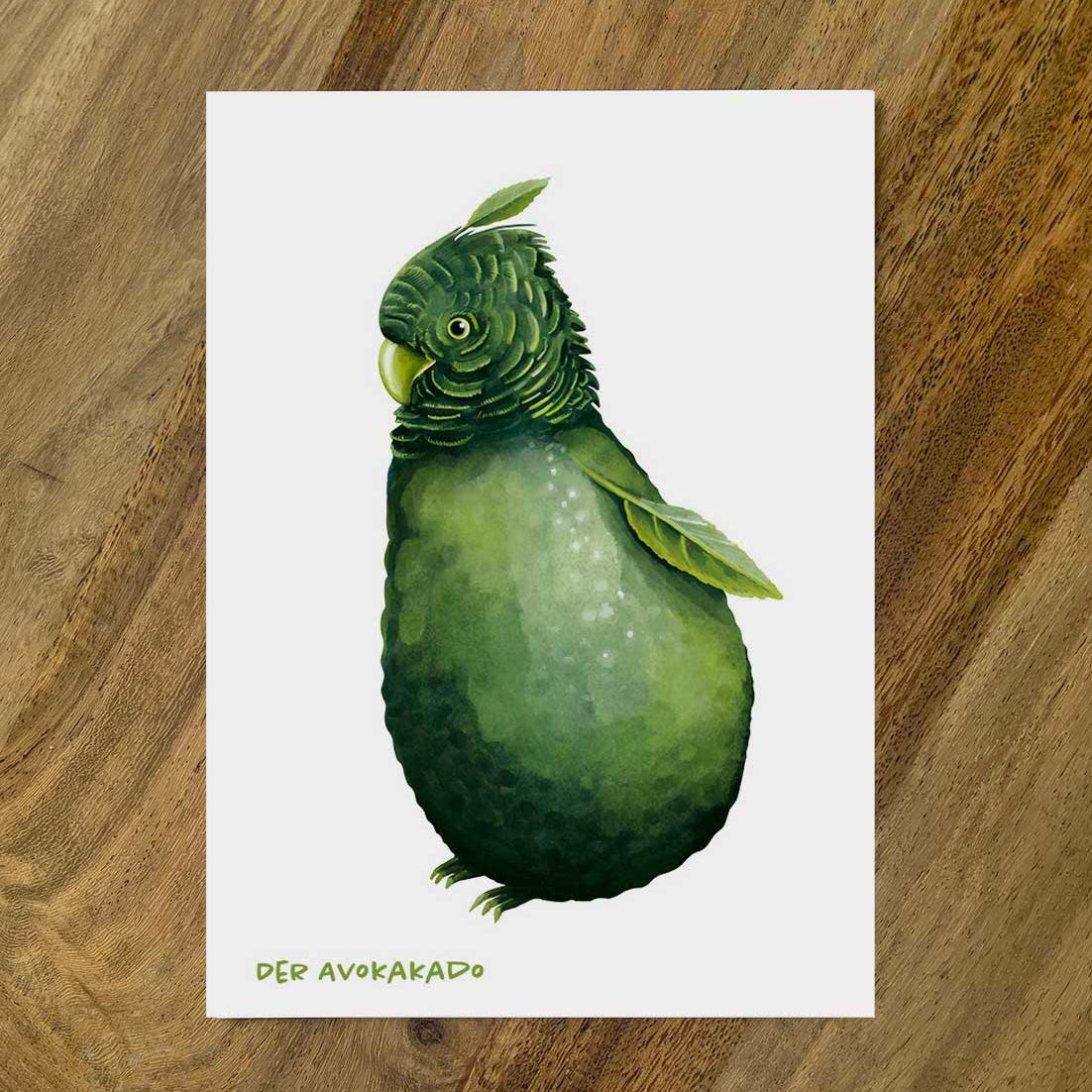 Postkarte Gemüsevögel Avokakado Illustration