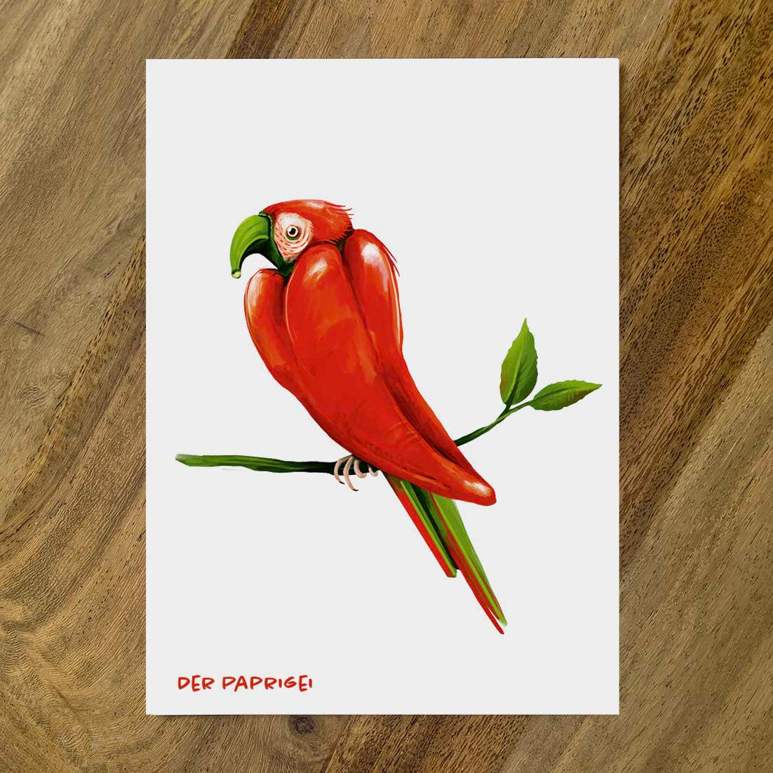Postkarte Gemüsevögel Paprigei Illustration