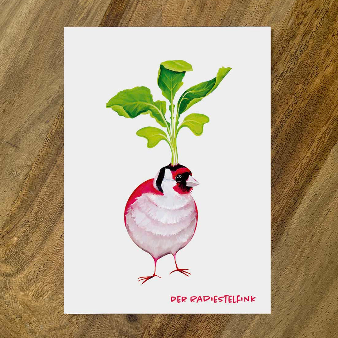 Postkarte Gemüsevögel Radistelfink Illustration