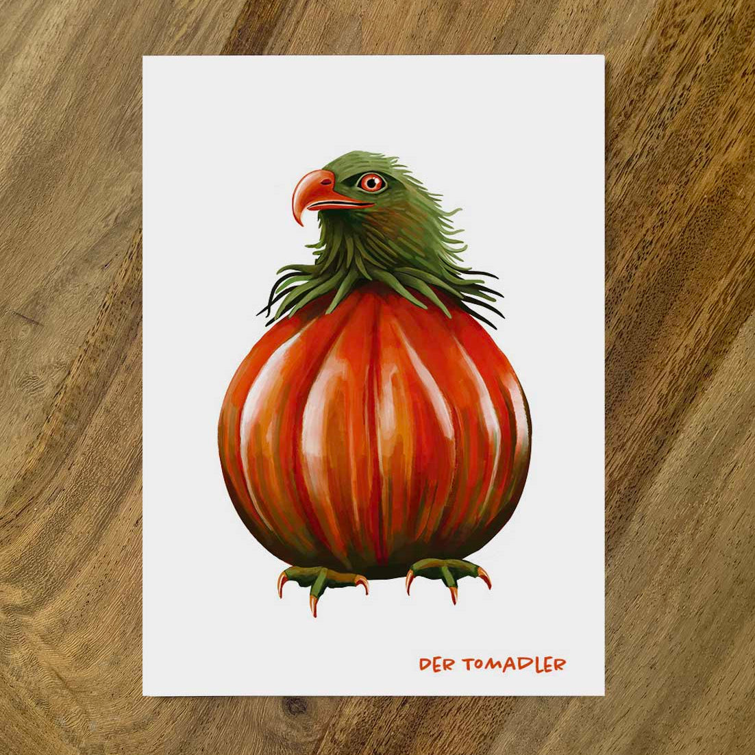Postkarte Gemüsevögel Tomadler Illustration