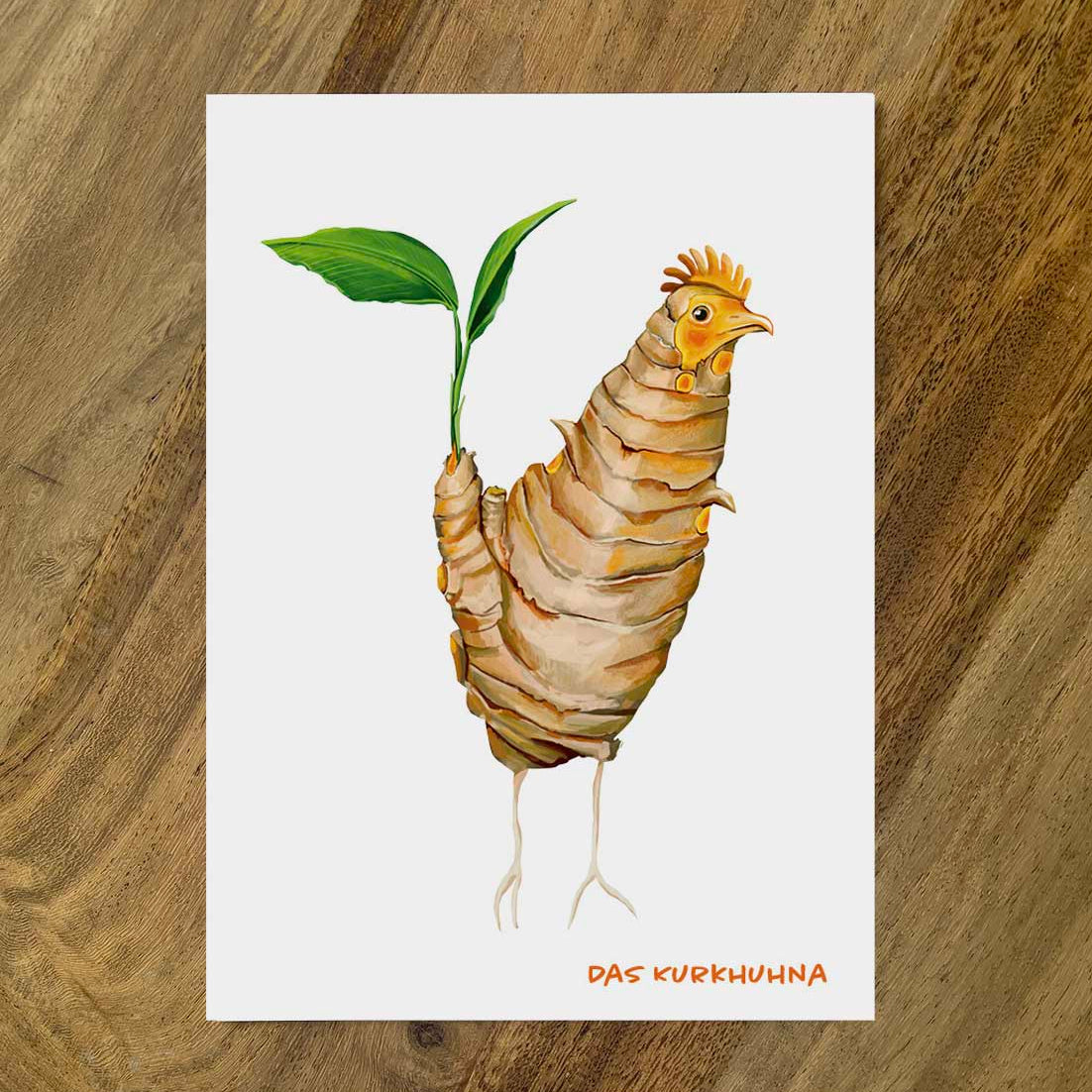 Postkarte Gemüsevögel Kurkhuhna Illustration