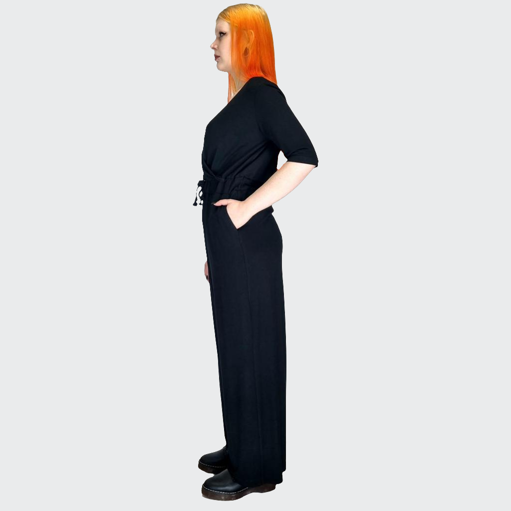 Jumpsuit WIDE Bambus-Viskosejersey schwarz