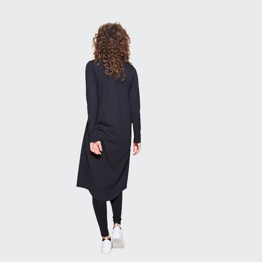 Kleid MIDI Langarm Jersey schwarz
