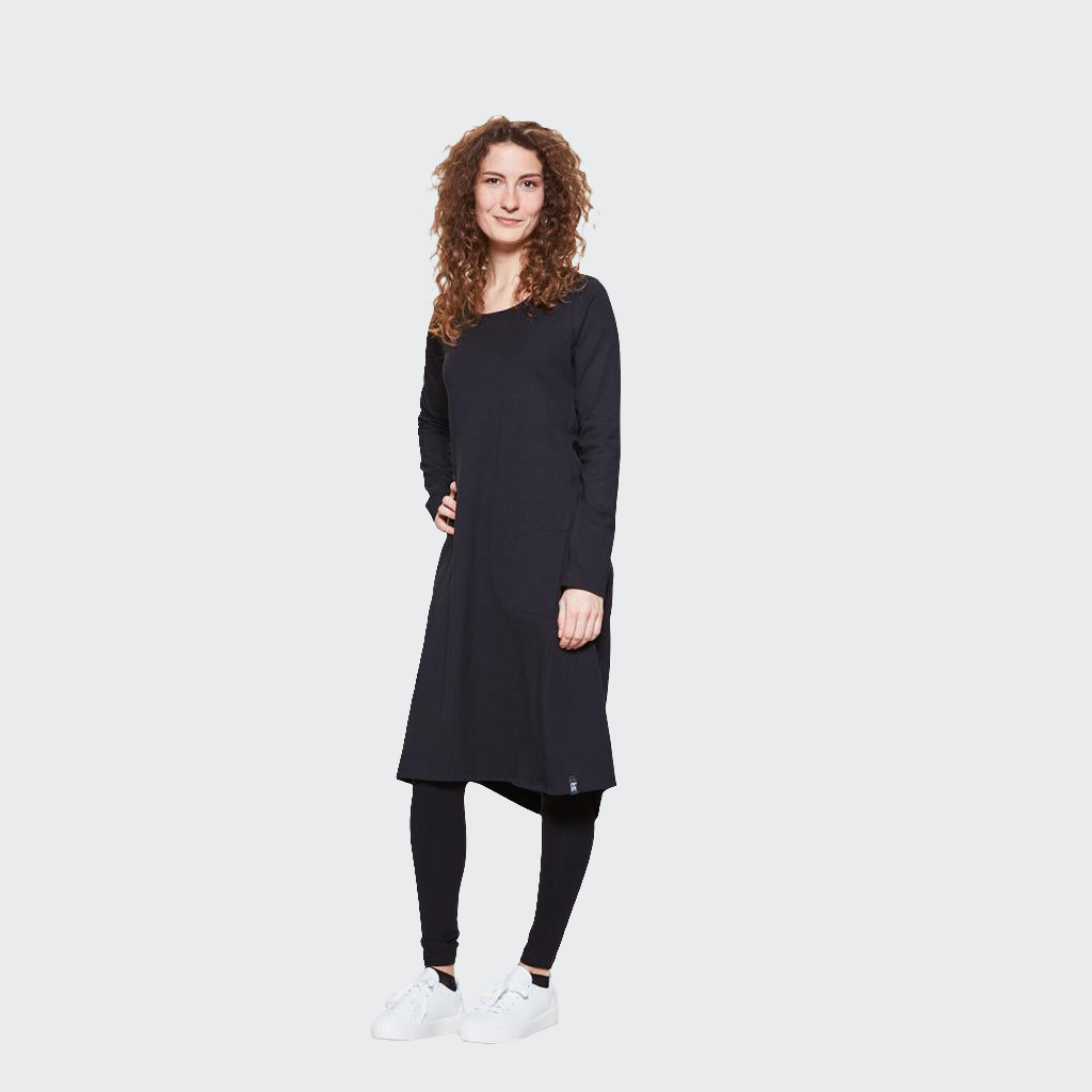 Kleid MIDI Langarm Jersey schwarz