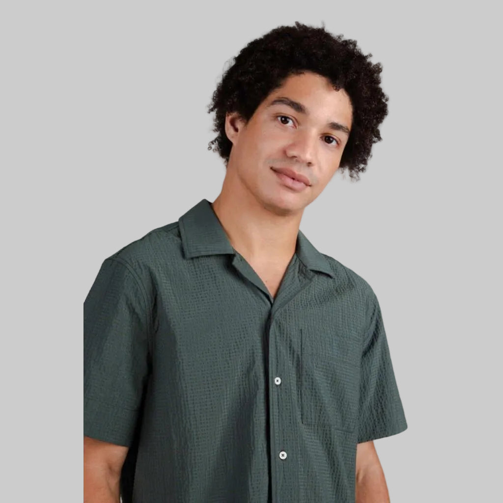 Kurzarmhemd SEERSUCKER OVERSHIRT deep jungle