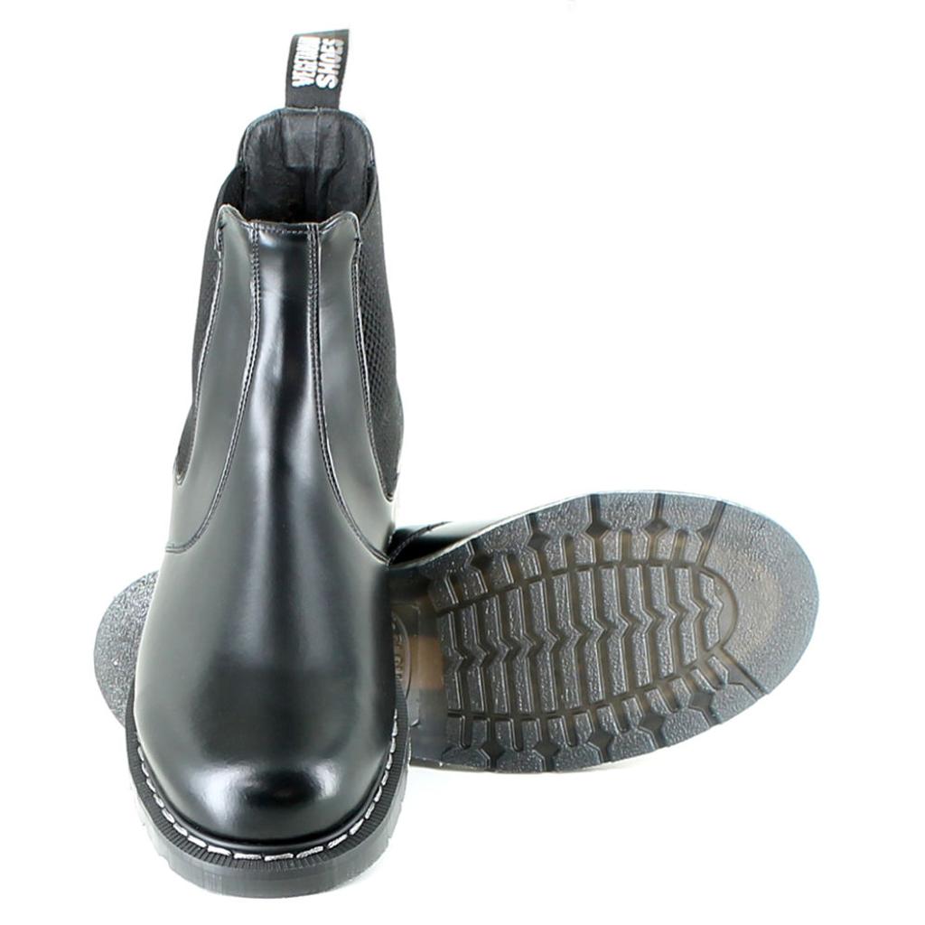 Vegetarian Shoes Chelsea Boots Airseal schwarz glänzend – vegane Stiefel mit dicker Sohle