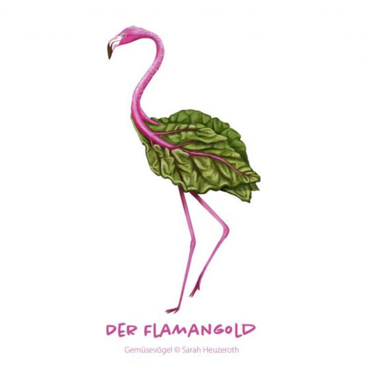 Postkarte Gemüsevögel Flamangold Illustration