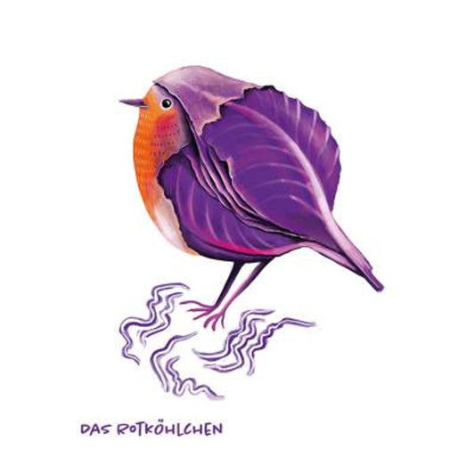 Postkarte Gemüsevögel Rotköhlchen Illustration
