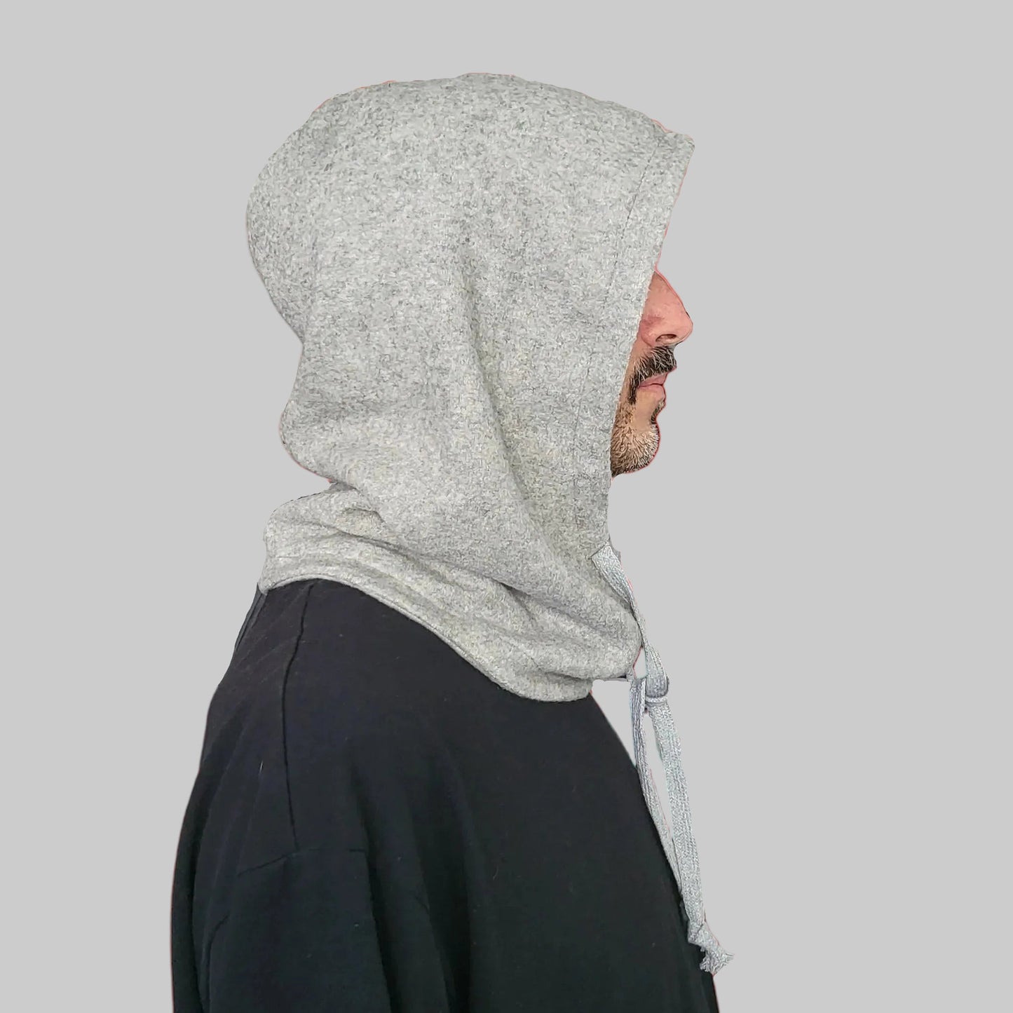 Kapuzenloop BIO-BAUMWOLLFLEECE mit Kordel grau