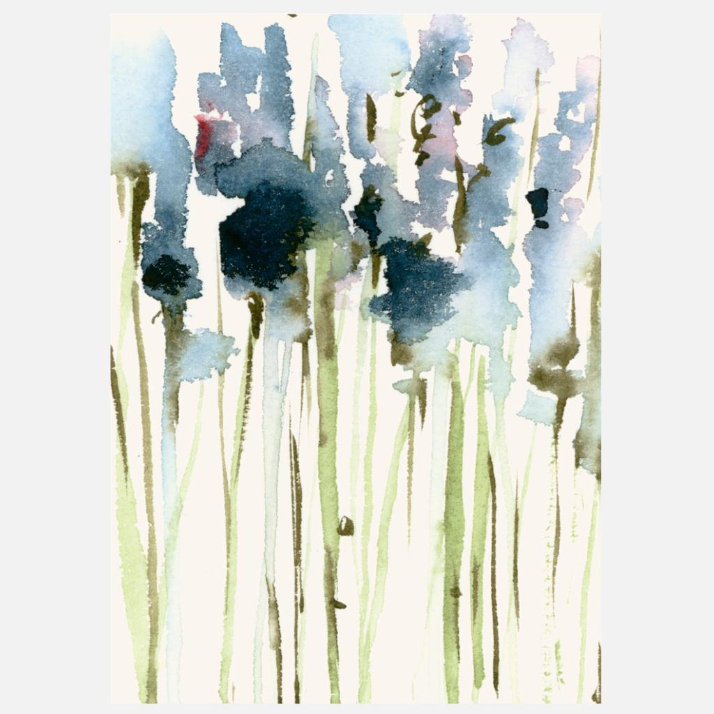 Postkarte Lavendelfeld Illustration