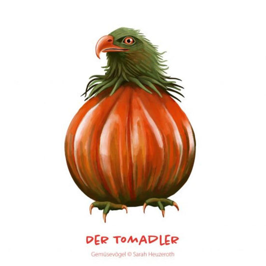 Postkarte Gemüsevögel Tomadler Illustration