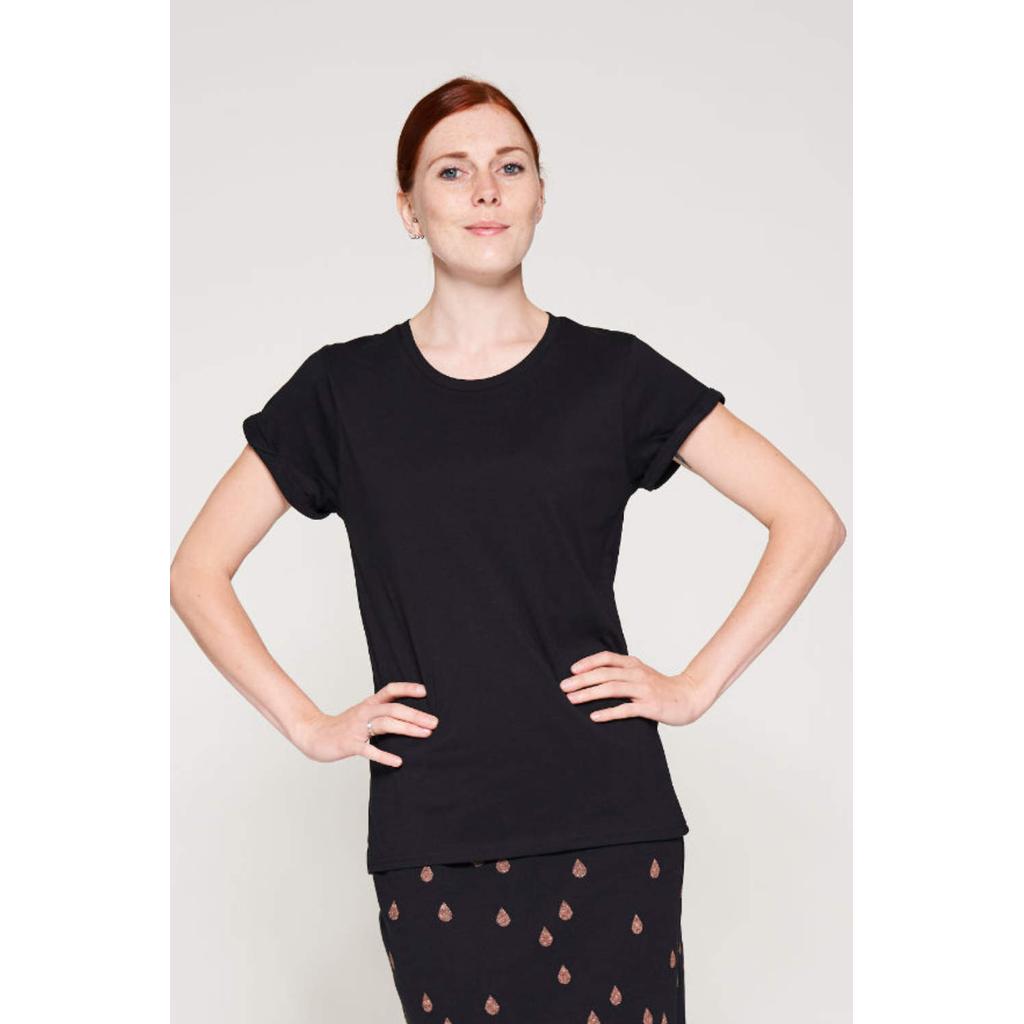 EARTH POSITIVE T-Shirt mit Krempelärmeln BASIC W1 schwarz