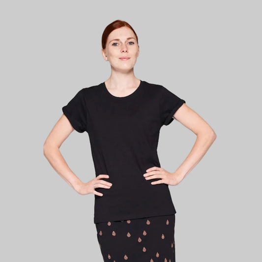 EARTH POSITIVE T-Shirt mit Krempelärmeln BASIC W1 schwarz