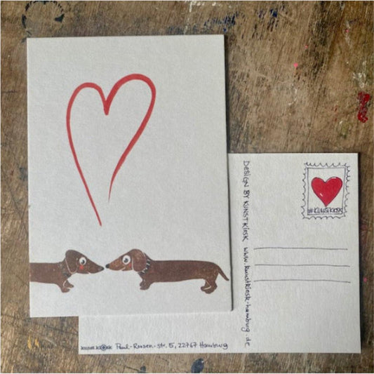 Postkarte DACKEL LIEBE Illustration