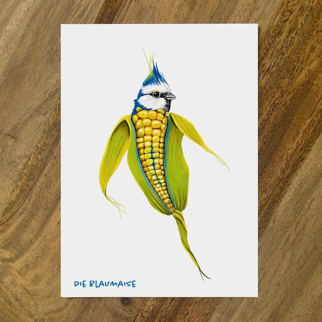 Postkarte Gemüsevögel Blaumaise Illustration