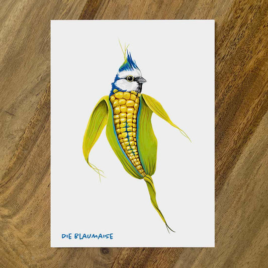 Postkarte Gemüsevögel Blaumaise Illustration