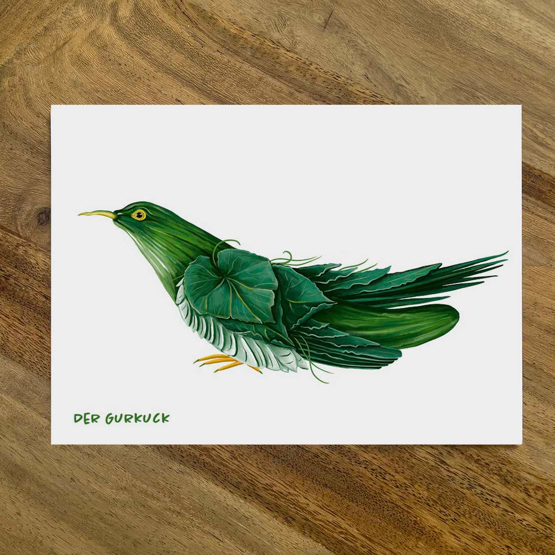 Postkarte Gemüsevögel Gurkuck Illustration