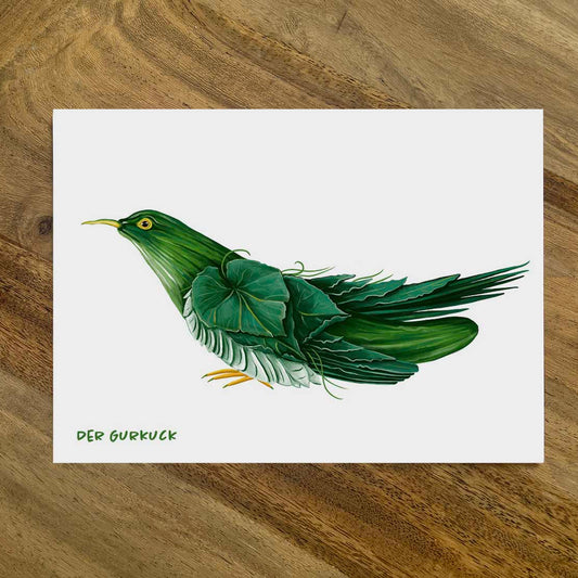 Postkarte Gemüsevögel Gurkuck Illustration