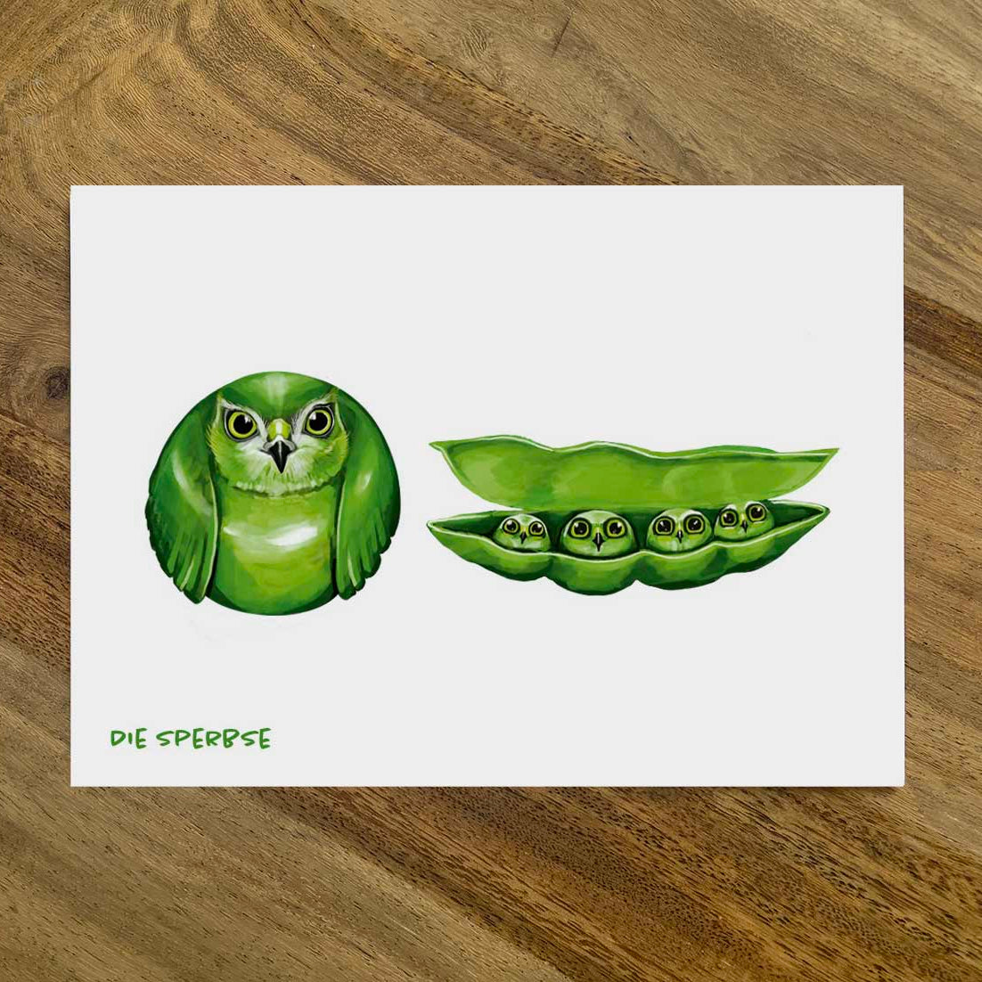 Postkarte Gemüsevögel Sperbse Illustration