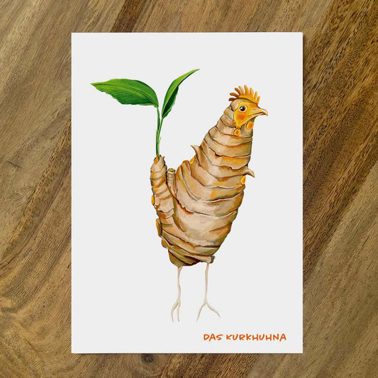 Postkarte Gemüsevögel Kurkhuhna Illustration