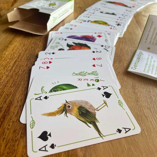 Spielkarten Gemüsevögel orange