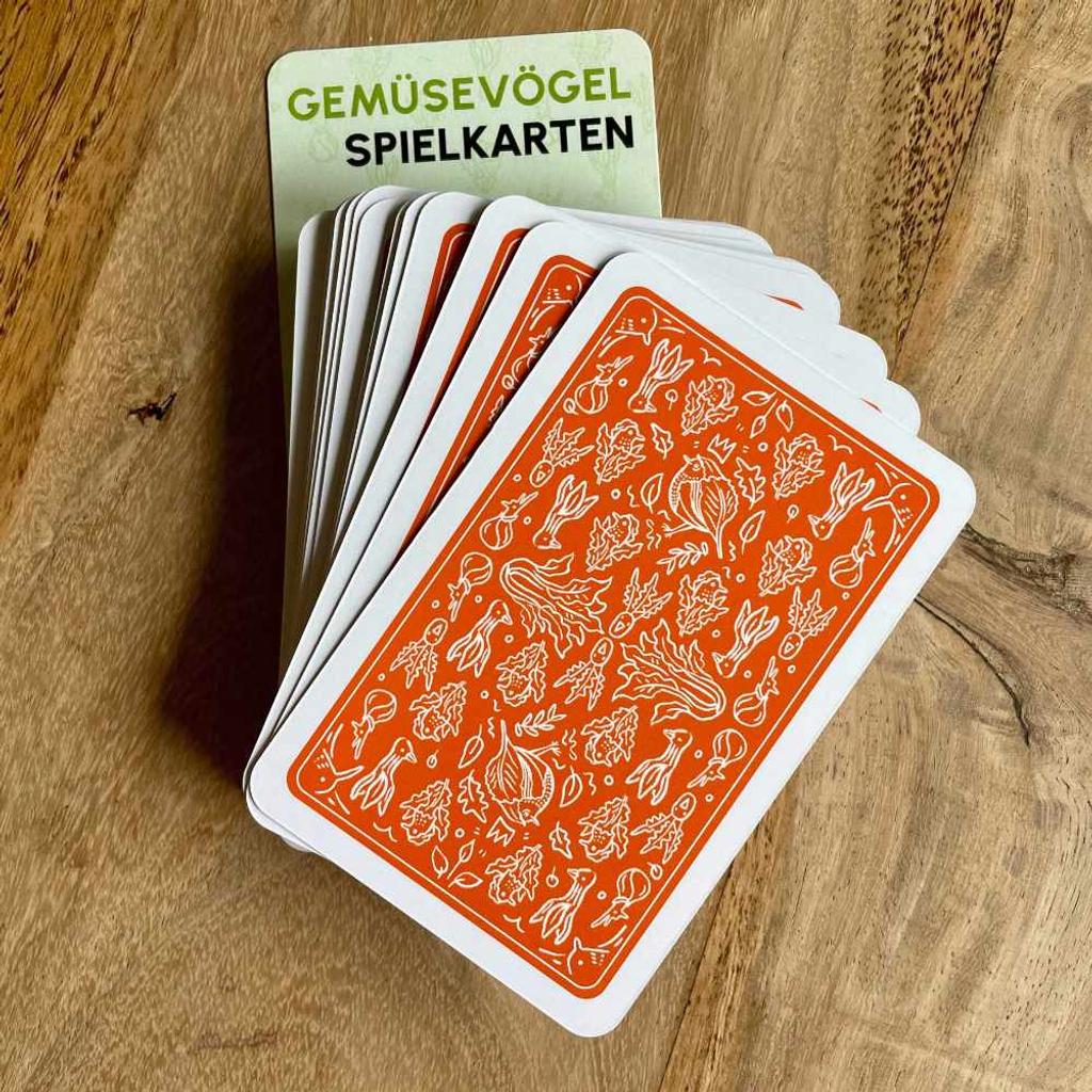 Spielkarten Gemüsevögel orange