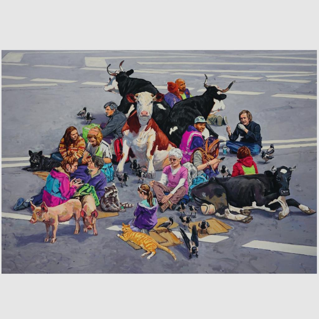 Postkarte No Cars Go Illustration