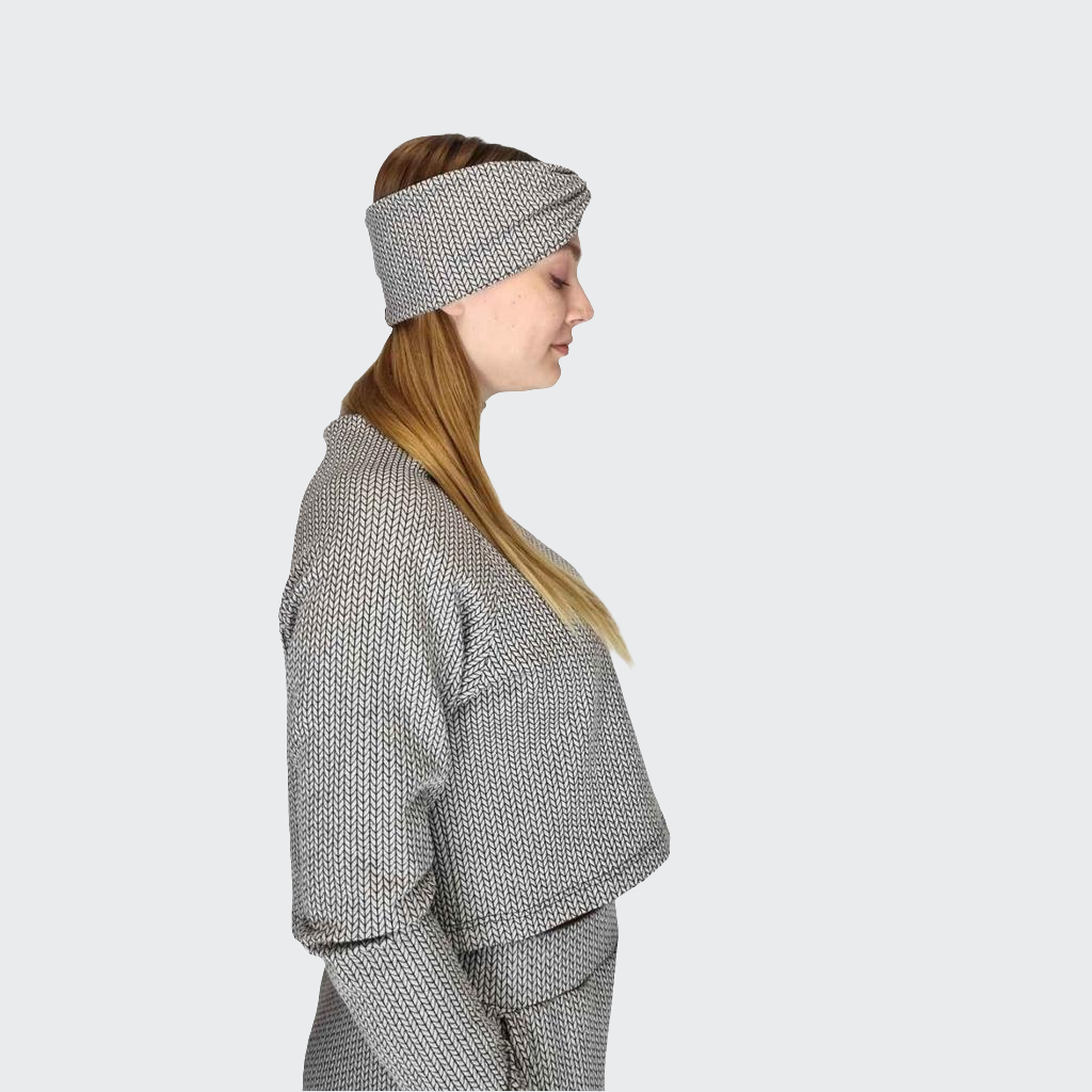 Stirnband KNOTEN Struktur grau