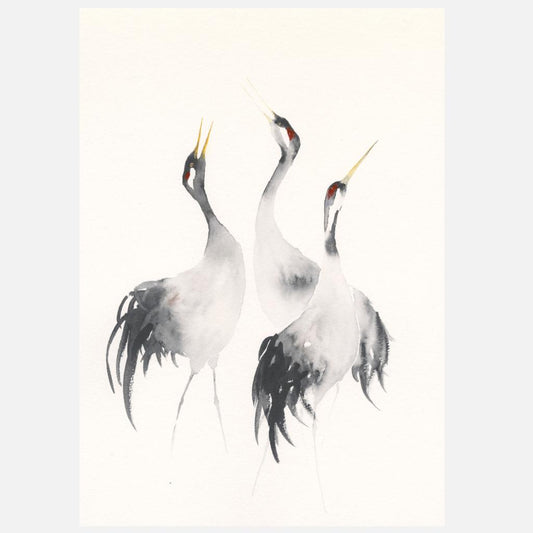 Postkarte Kraniche Illustration