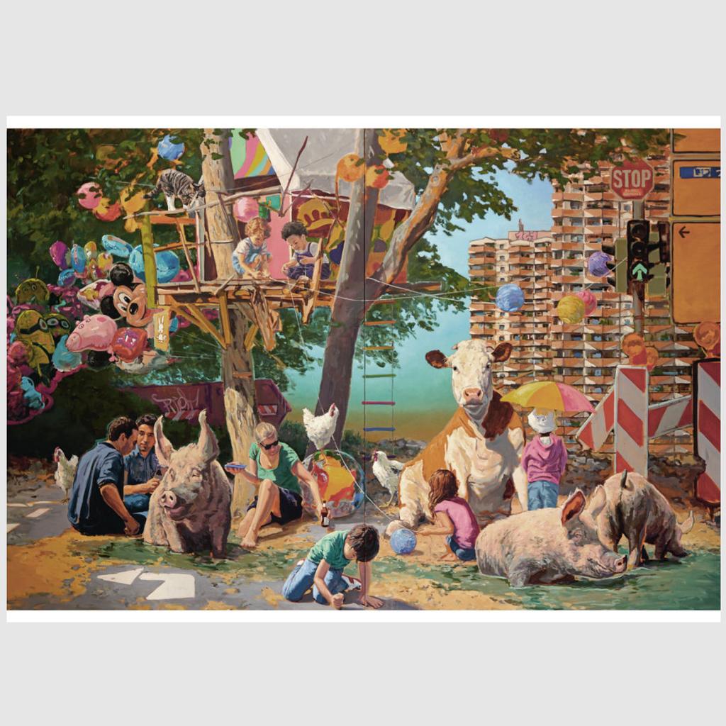Postkarte Neighborhood Illustration