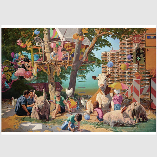 Postkarte Neighborhood Illustration