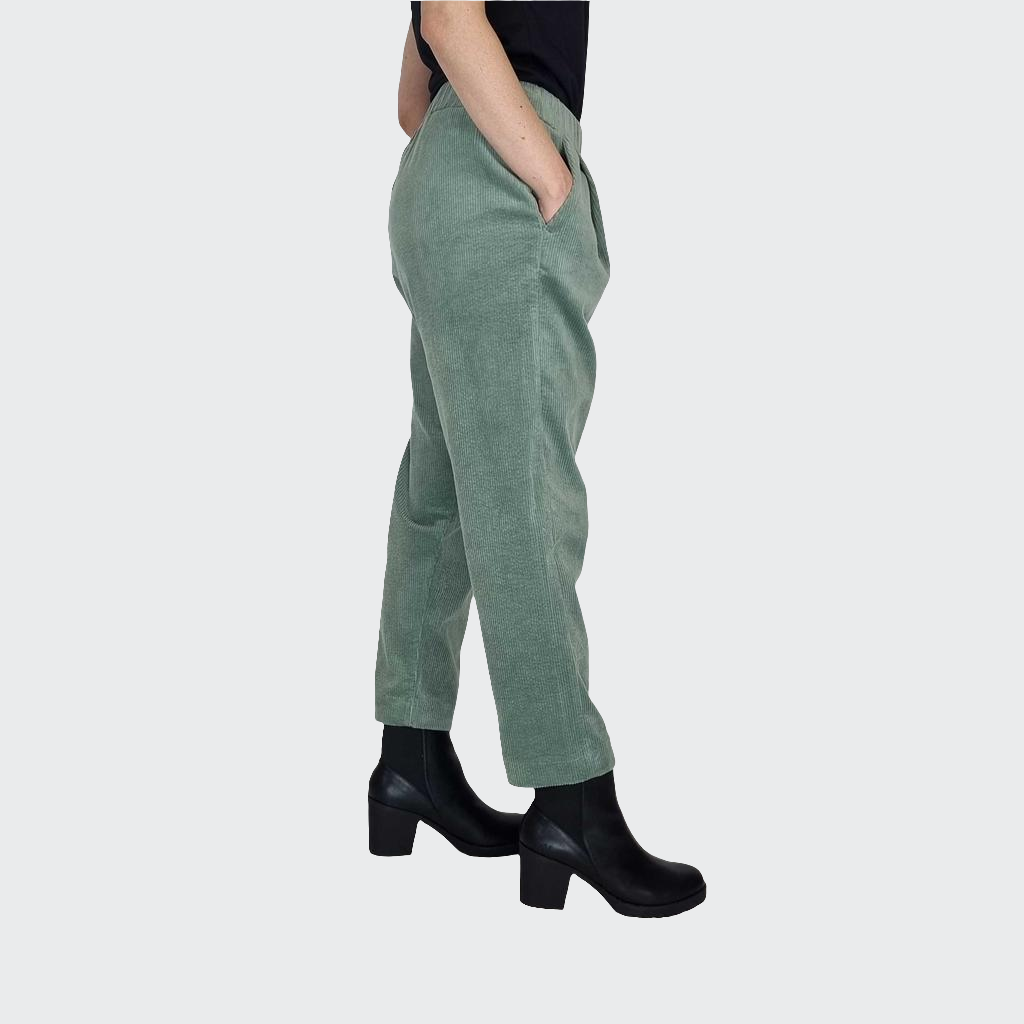 Hose BUNDFALTEN HIGH WAIST Cord mint