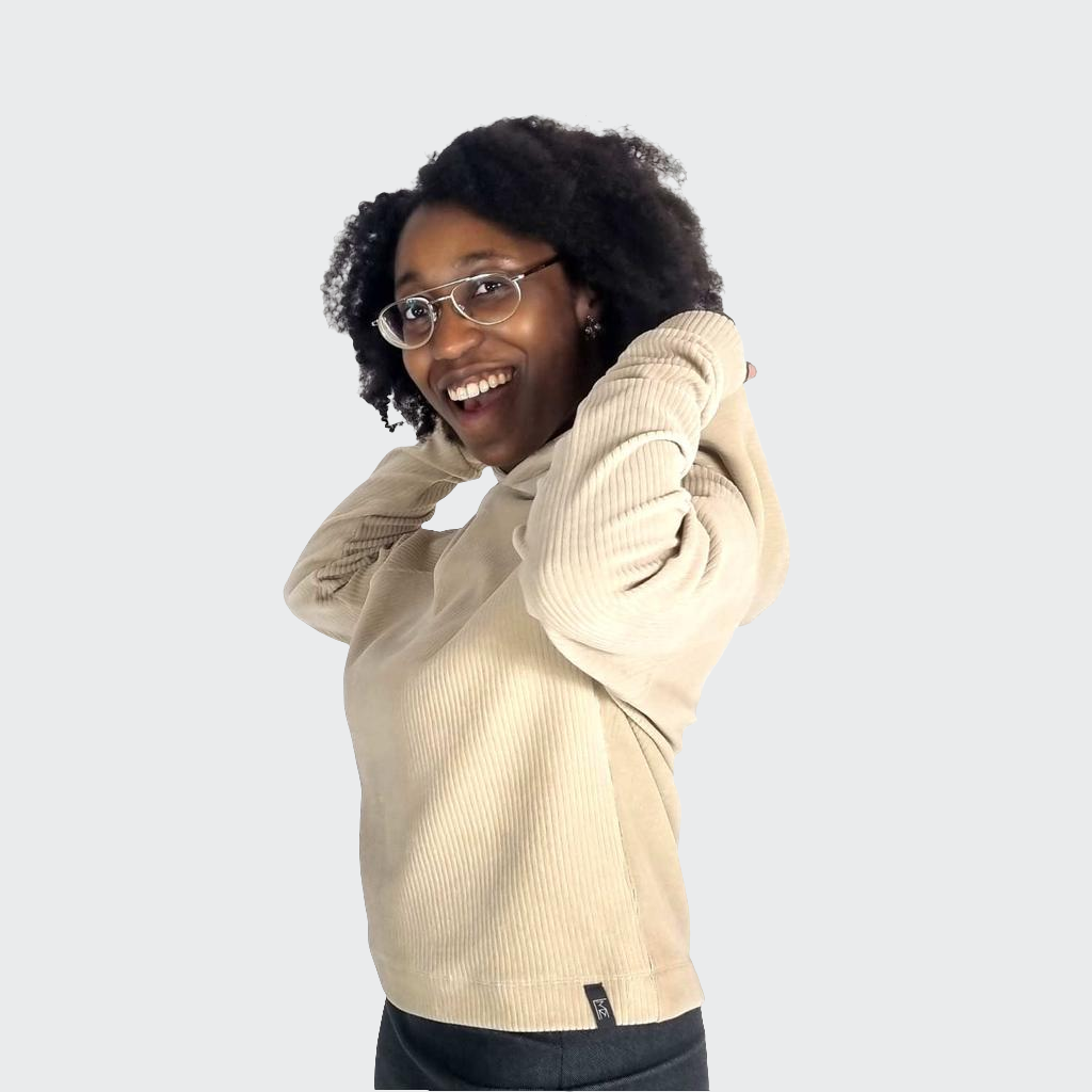 Hoodie BOXY Nickicord sand