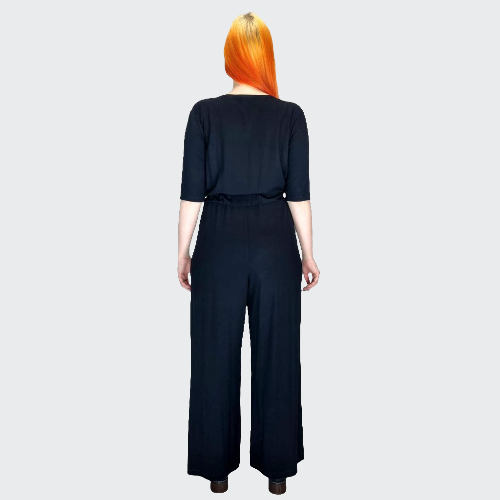 Jumpsuit WIDE Bambus-Viskosejersey schwarz