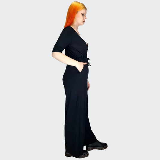 Jumpsuit WIDE Bambus-Viskosejersey schwarz