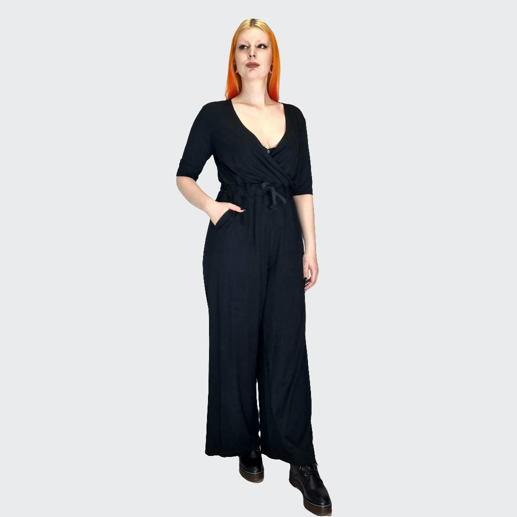 Jumpsuit WIDE Bambus-Viskosejersey schwarz