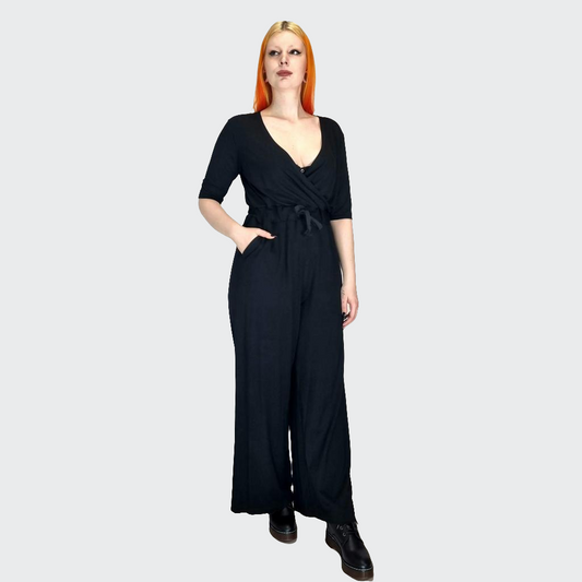 Jumpsuit WIDE Bambus-Viskosejersey schwarz