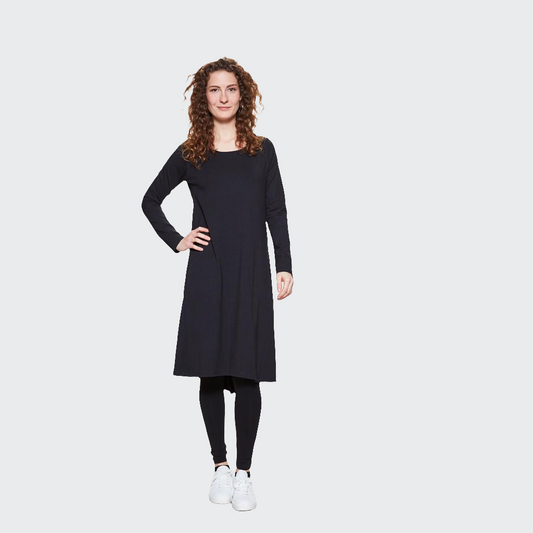 Kleid MIDI Langarm Jersey schwarz