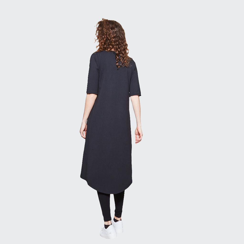 Kleid MIDI 1/2-Arm Jersey schwarz