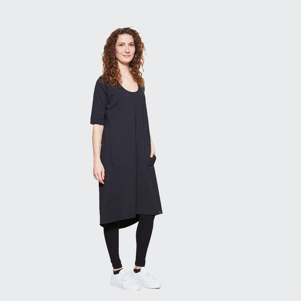 Kleid MIDI 1/2-Arm Jersey schwarz