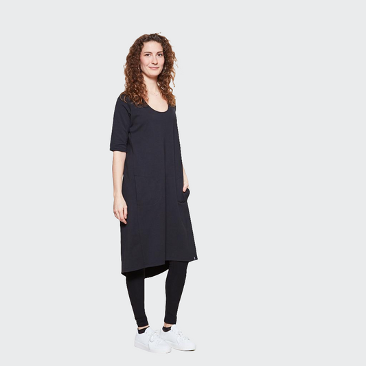 Kleid MIDI 1/2-Arm Jersey schwarz