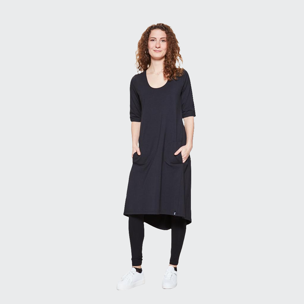 Kleid MIDI 1/2-Arm Jersey schwarz