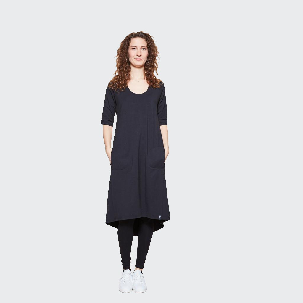 Kleid MIDI 1/2-Arm Jersey schwarz