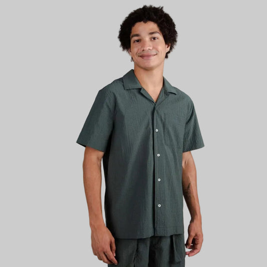 Kurzarmhemd SEERSUCKER OVERSHIRT deep jungle