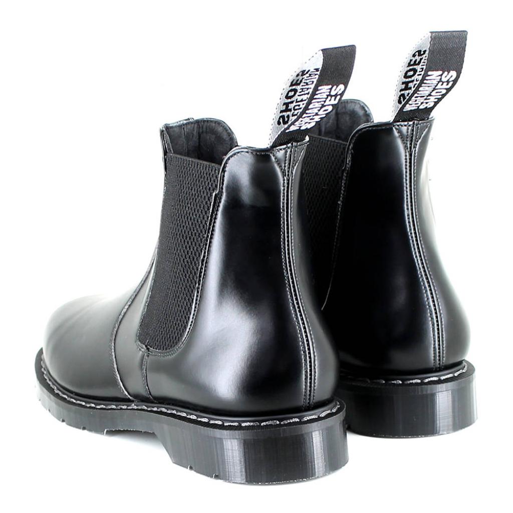 Vegetarian Shoes Chelsea Boots Airseal schwarz glänzend – vegane Stiefel mit dicker Sohle