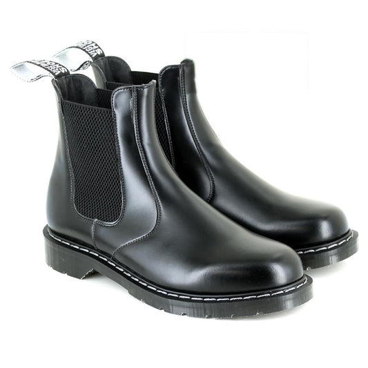Vegetarian Shoes Chelsea Boots Airseal schwarz glänzend – vegane Stiefel mit dicker Sohle
